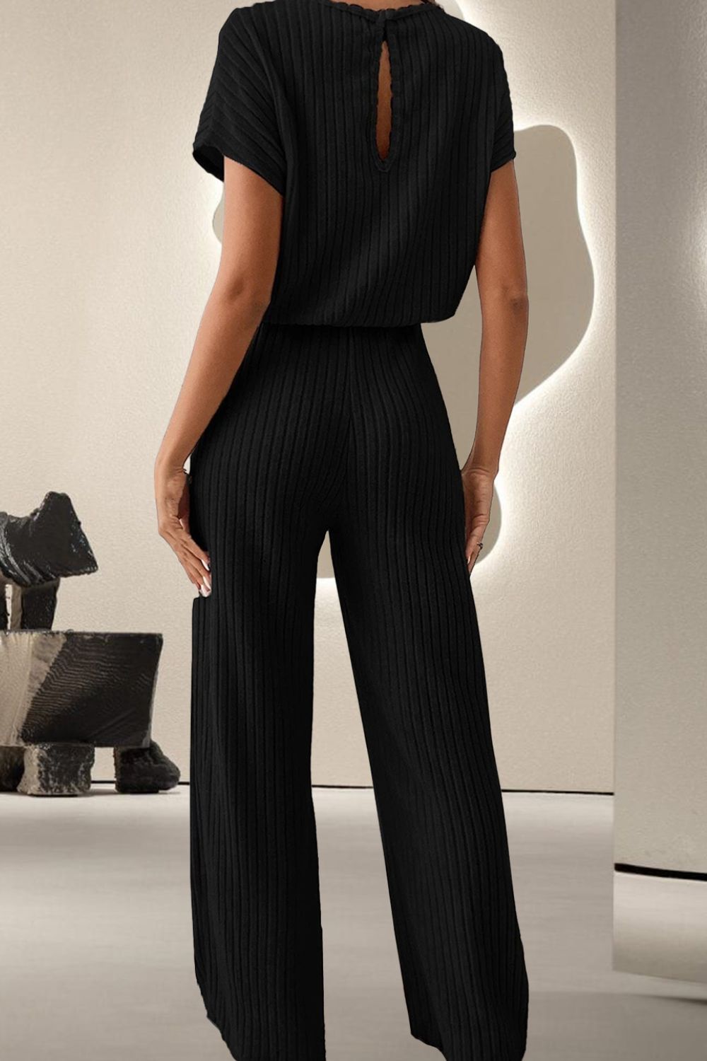 Kick Back And Relax Round Neck Short Sleeve Jumpsuit