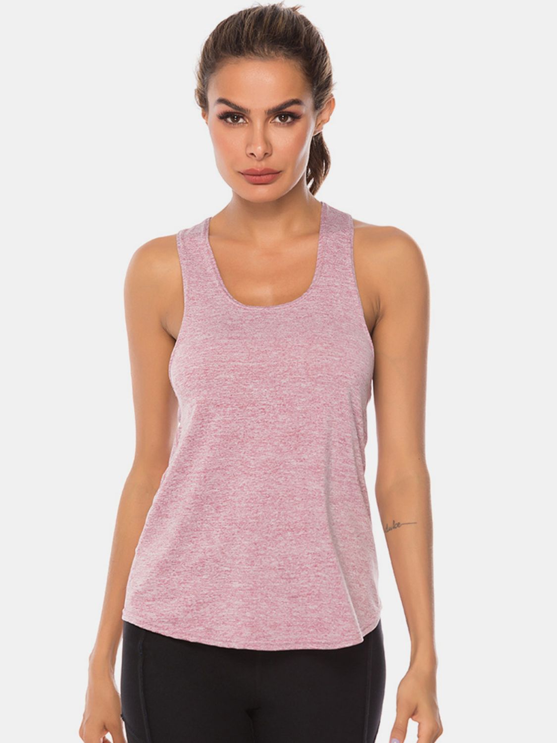 Janine Full Size Scoop Neck Wide Strap Active Tank