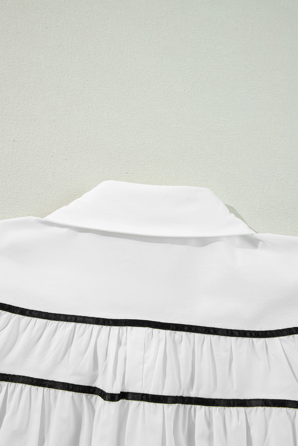 Robby Ribbon Bowtie Collared Neck Flounce Sleeve Shirt