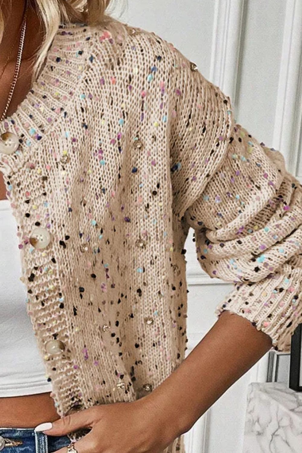 Funfetti Button Up Long Sleeve Cardigan