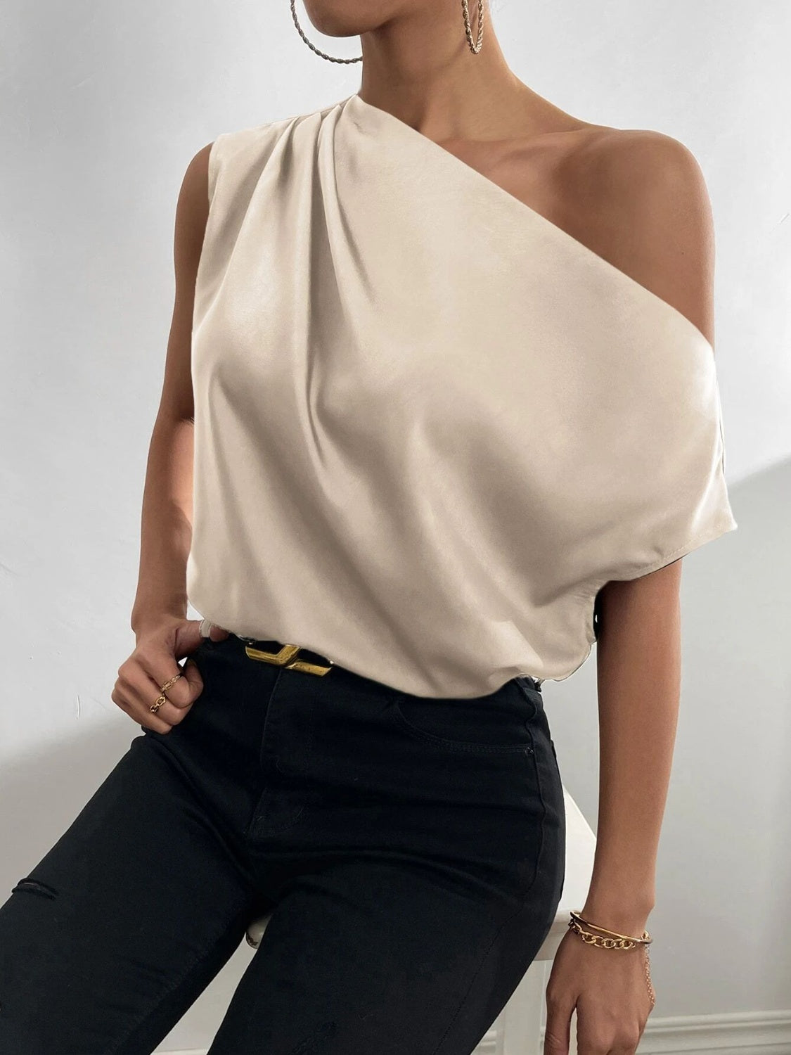 Riley Ruched Single Shoulder Blouse