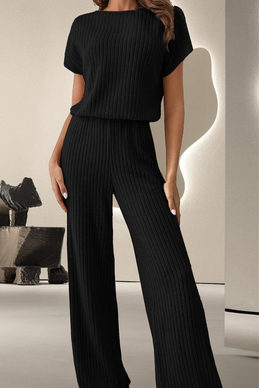 Kick Back And Relax Round Neck Short Sleeve Jumpsuit