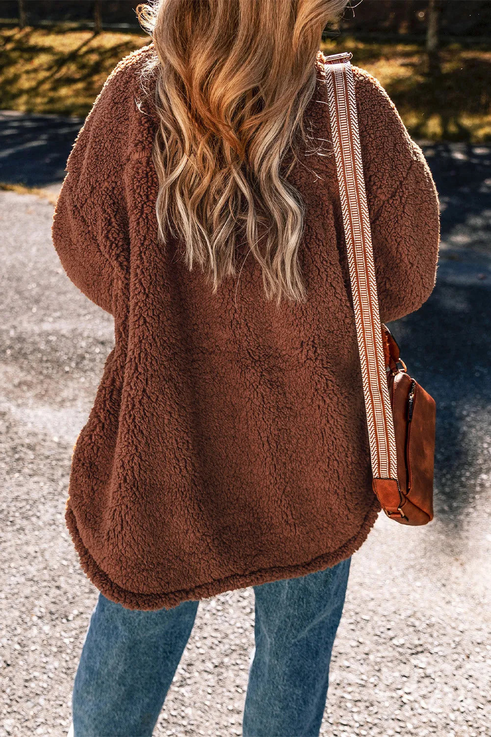 Pheobe Fuzzy Snap Down Dropped Shoulder Jacket