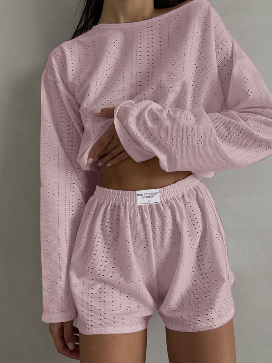 Eliza Eyelet Round Neck Top and Shorts Set