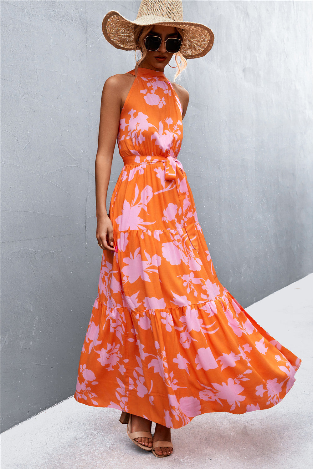 Sivan Sleeveless Tie Waist Maxi Dress