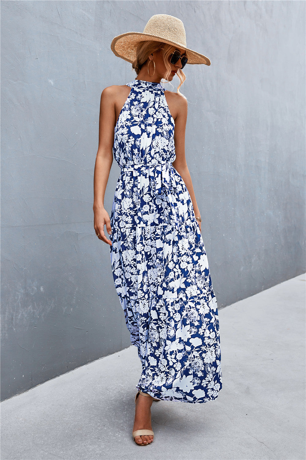 Sivan Sleeveless Tie Waist Maxi Dress