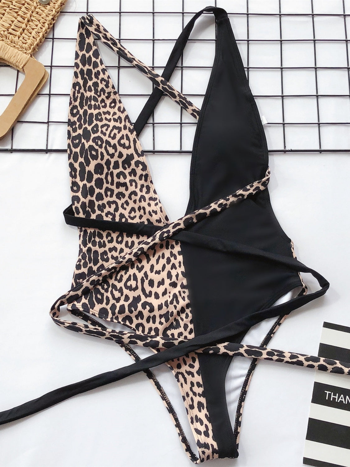 Leo Leopard Tied Back Plunge One-Piece Swimwear