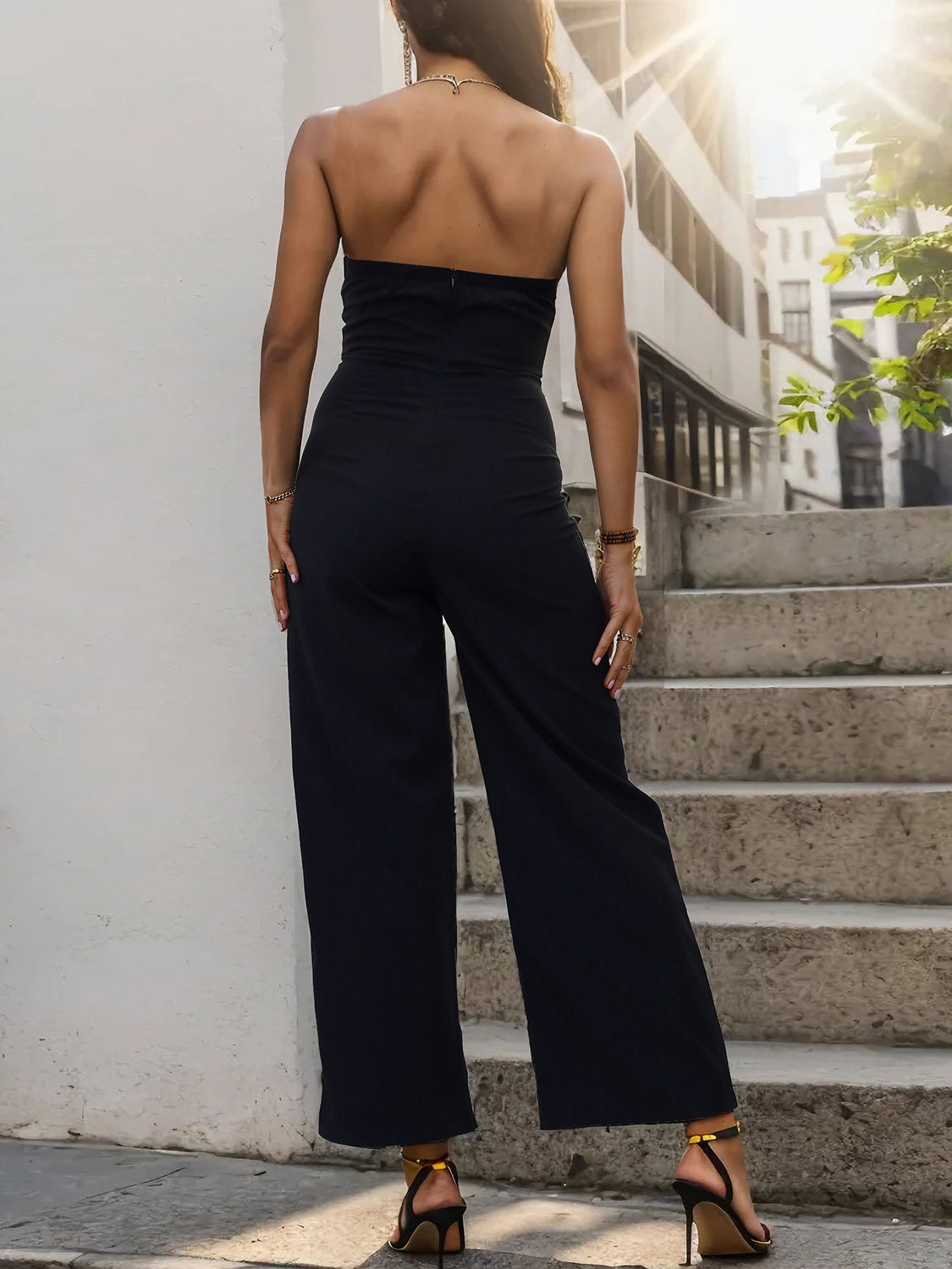 Tell Me More Tube Sleeveless Wide Leg Jumpsuit