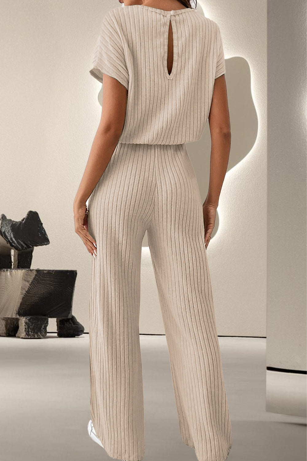 Kick Back And Relax Round Neck Short Sleeve Jumpsuit