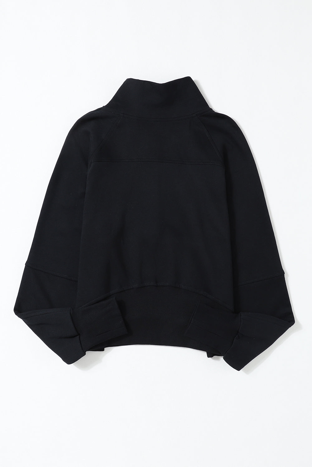 Monica Zip Up Stand Collar Thumbhole Sleeve Sweatshirt