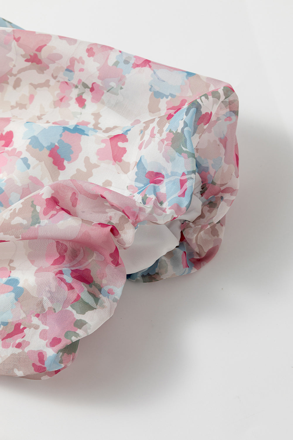 Serena Pink Floral Puff Sleeve Square Neck Smock Ruffled Dress