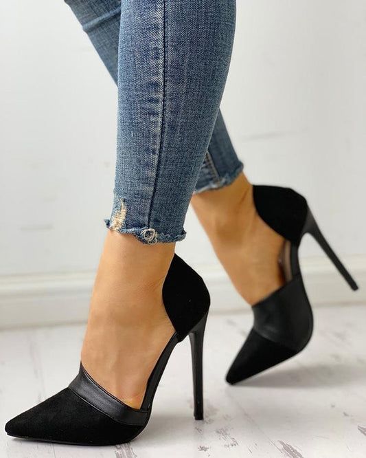 Stella Leopard Print Women's Shoes Stiletto Suede Shallow Mouth Side Empty Bag Heel Shoes