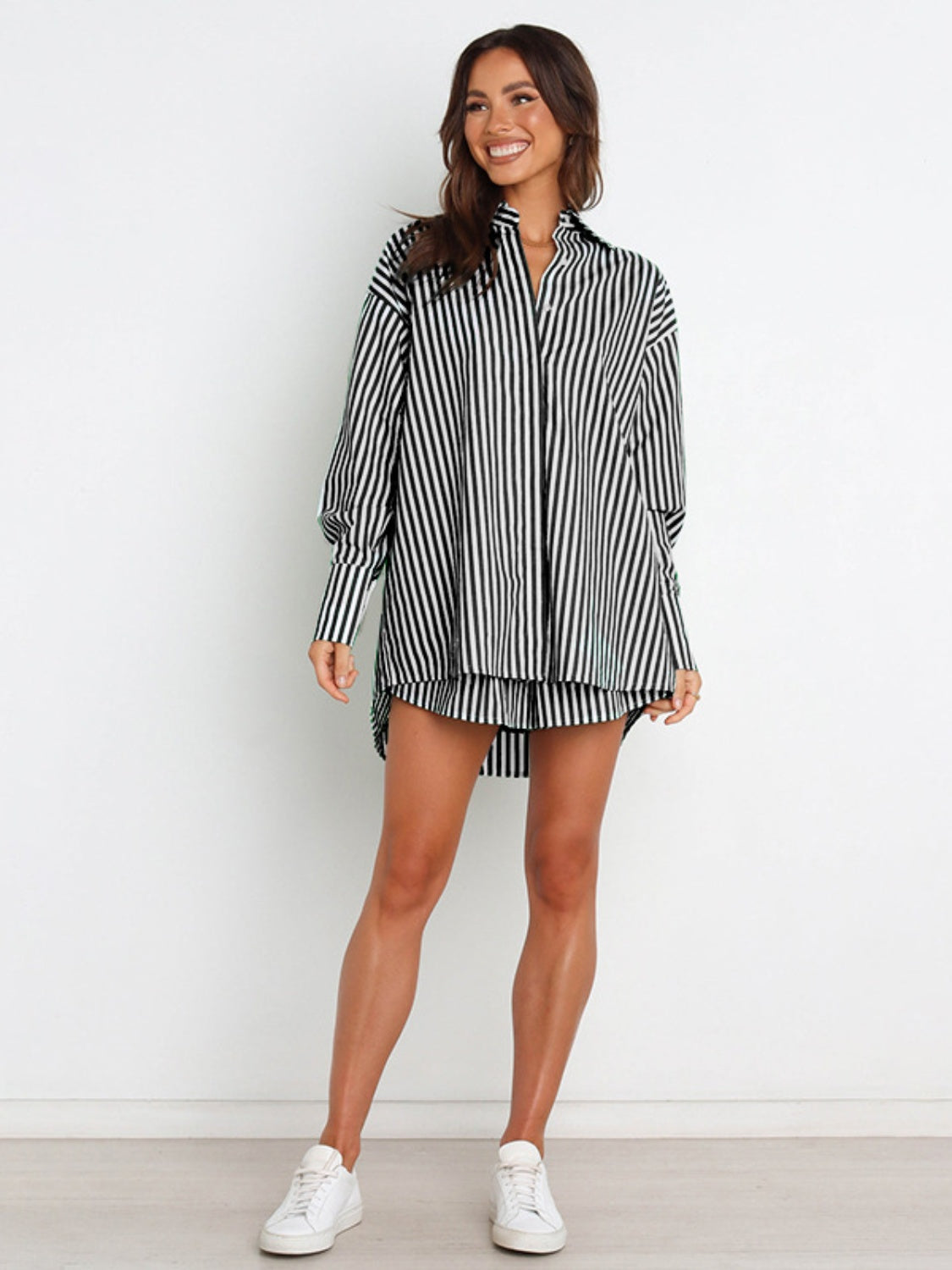Sterling Striped Dropped Shoulder Shirt and Shorts Set