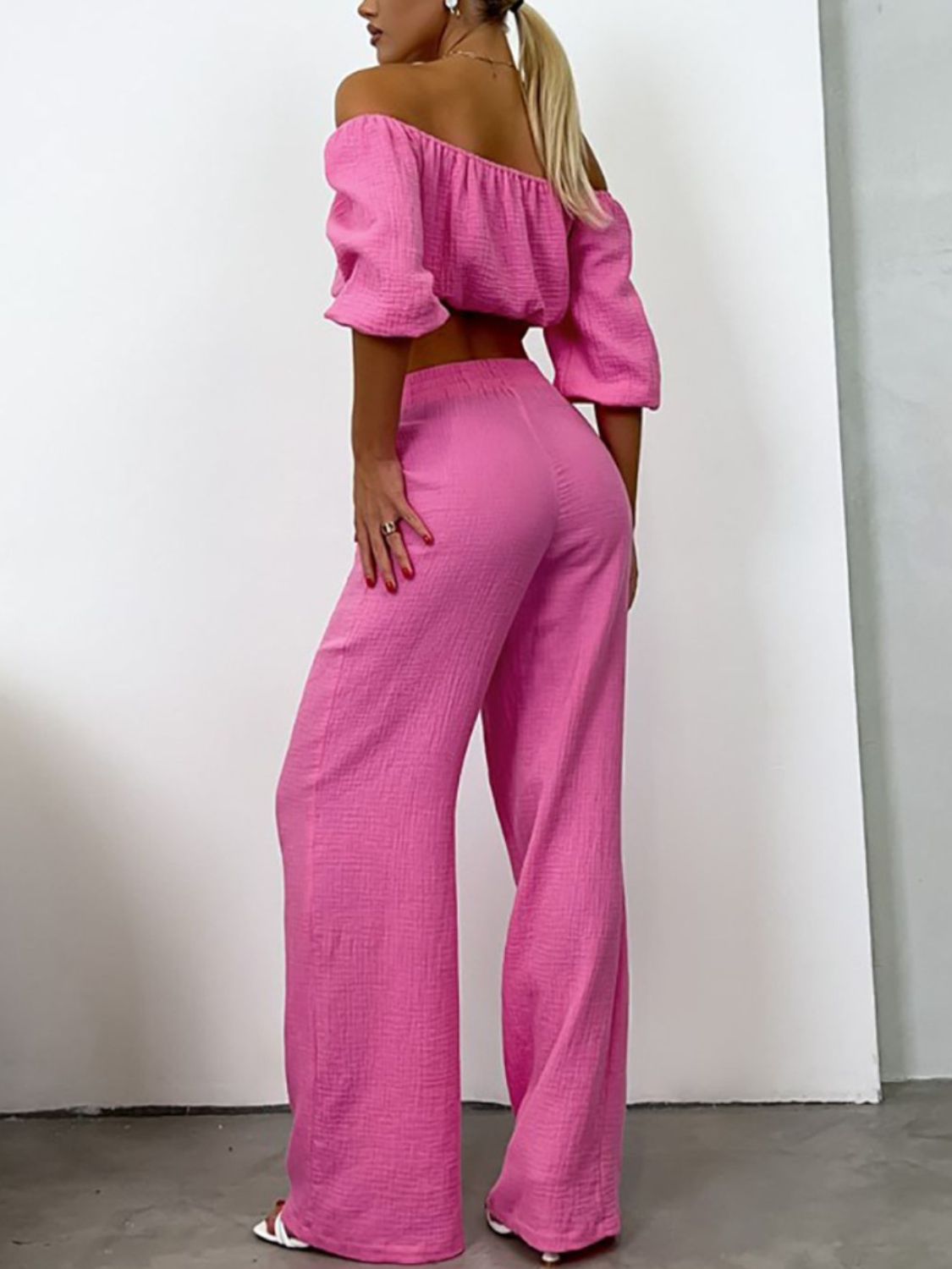 Charlie Off Shoulder Long Sleeve Top and Pants Set