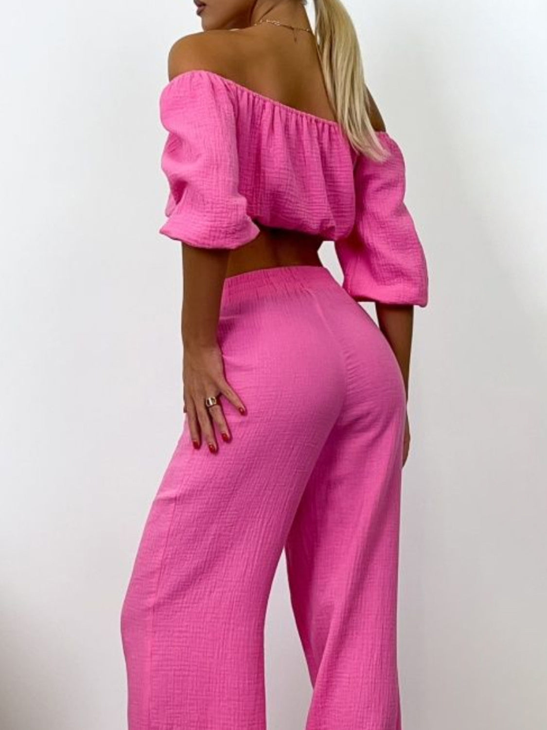 Charlie Off Shoulder Long Sleeve Top and Pants Set