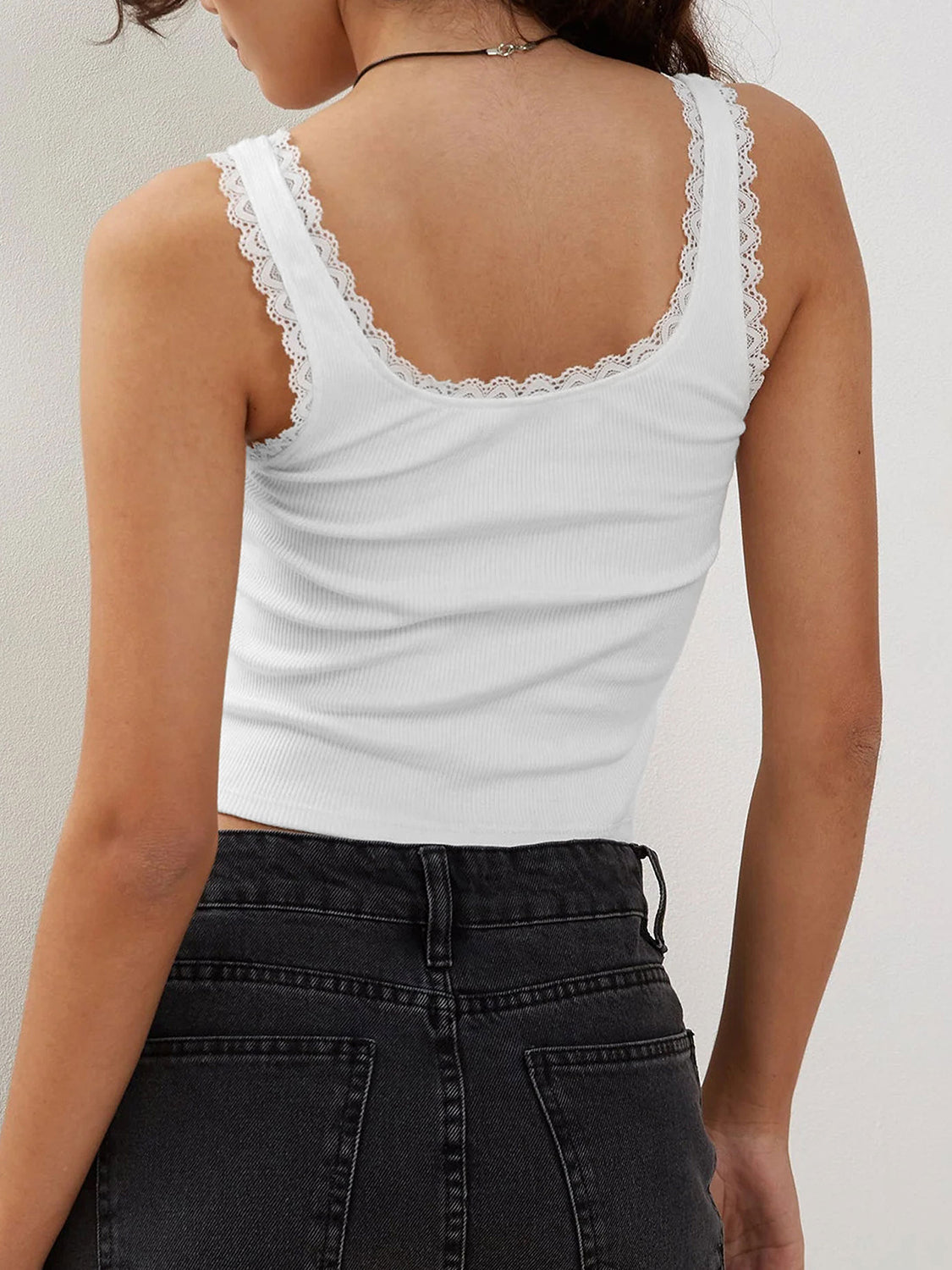 Bowie Lace Detail Square Neck Tank