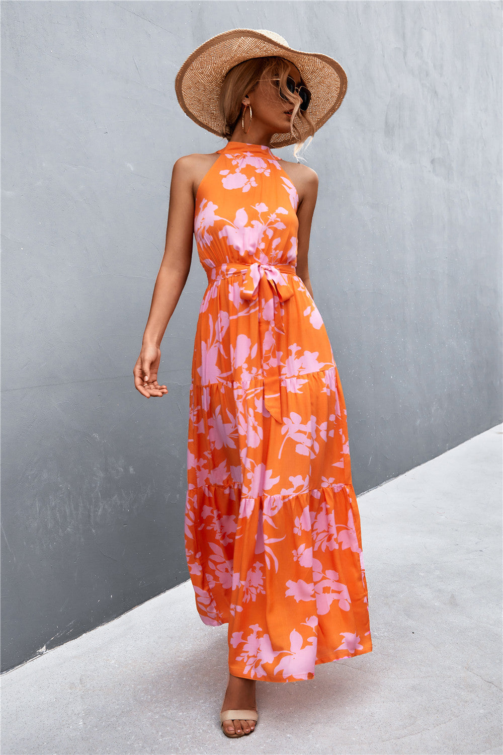 Sivan Sleeveless Tie Waist Maxi Dress