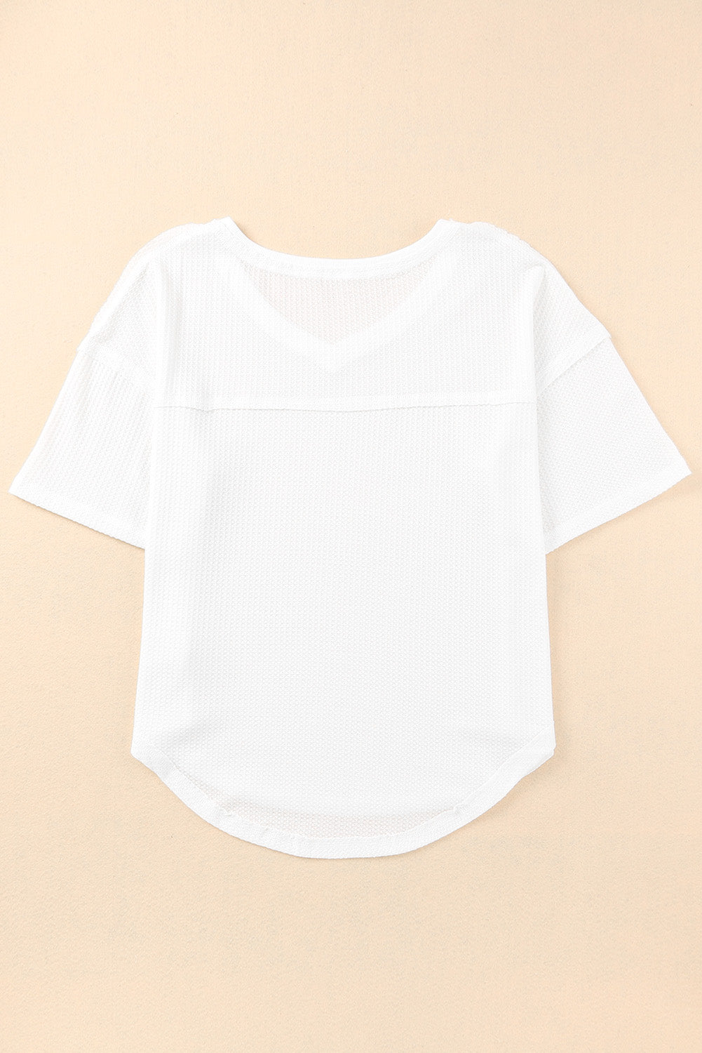 Whilemina White Waffle Knit Casual Drop Shoulder Loose Top