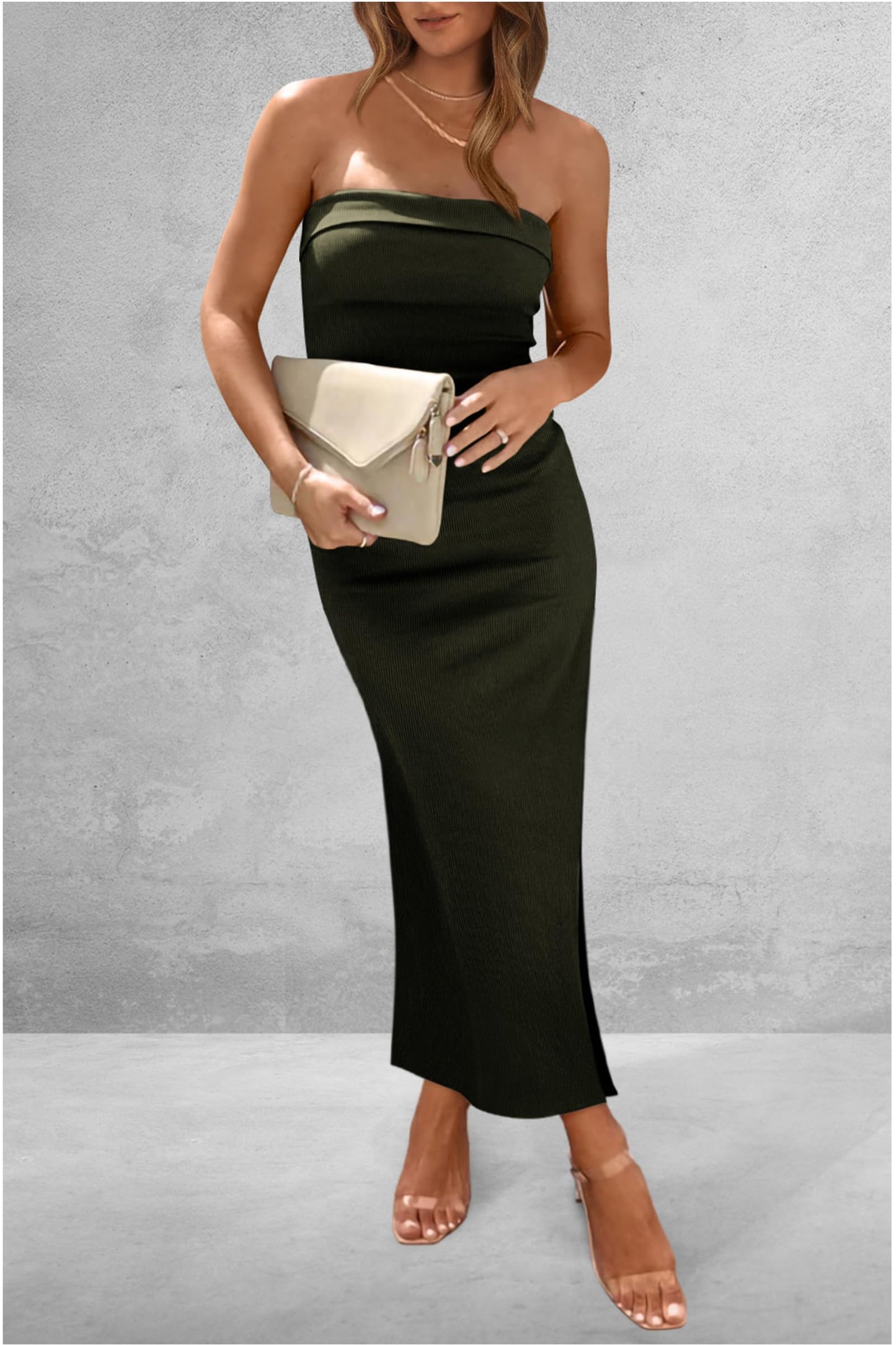 Sassy Slit Tube Midi Dress
