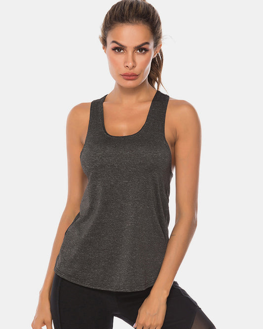 Janine Full Size Scoop Neck Wide Strap Active Tank