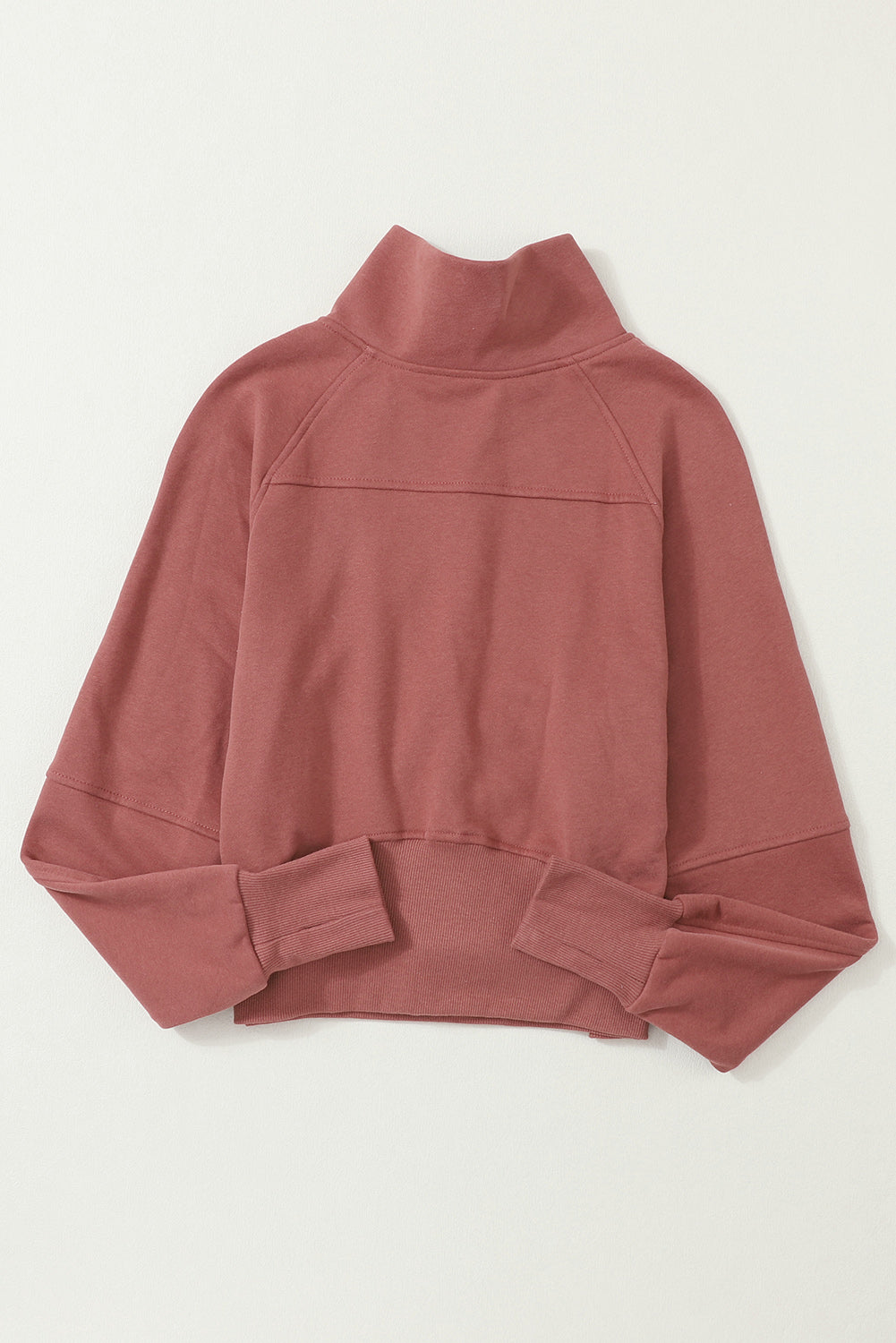 Monica Zip Up Stand Collar Thumbhole Sleeve Sweatshirt