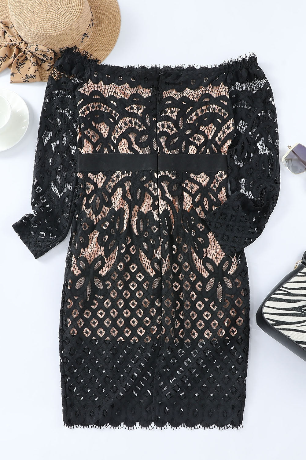 Lucinda Off-Shoulder Long Sleeve Lace Dress