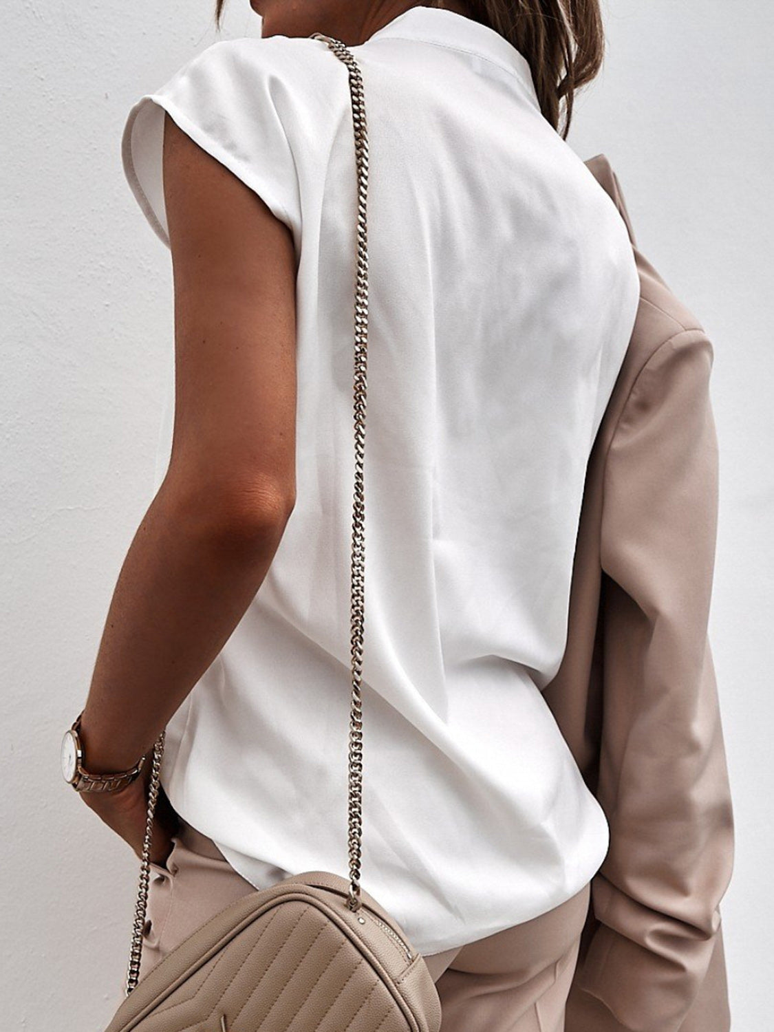 Vanessa V-Neck Cap Sleeve Blouse