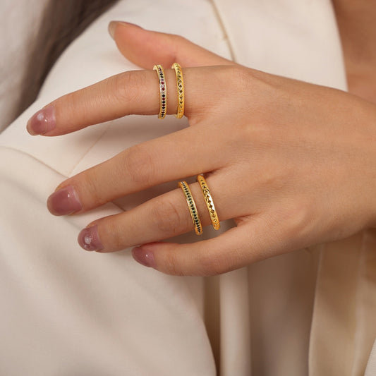 Dazzling Gold-Plated Czech Diamond Double-Layered Ring
