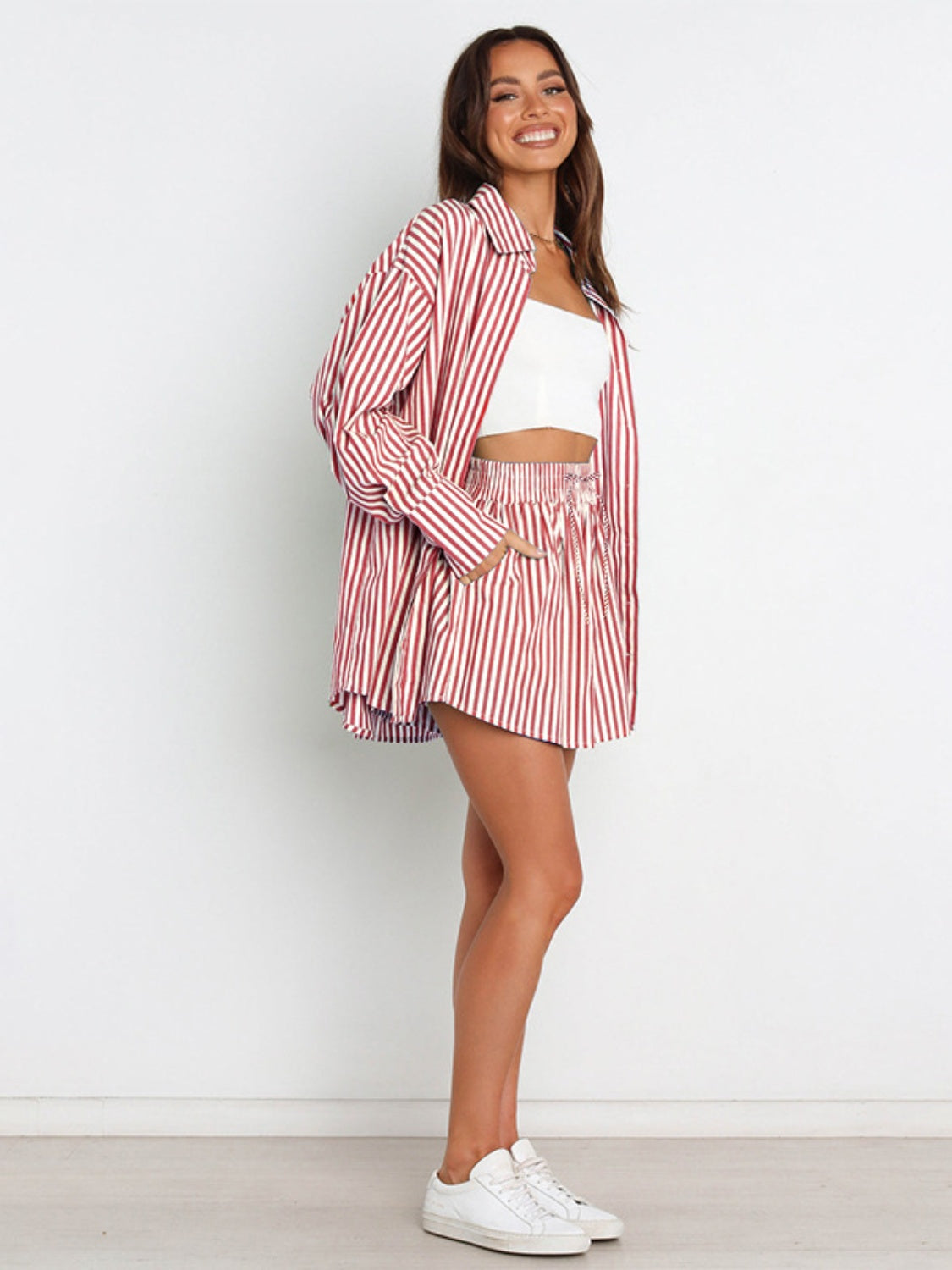 Sterling Striped Dropped Shoulder Shirt and Shorts Set