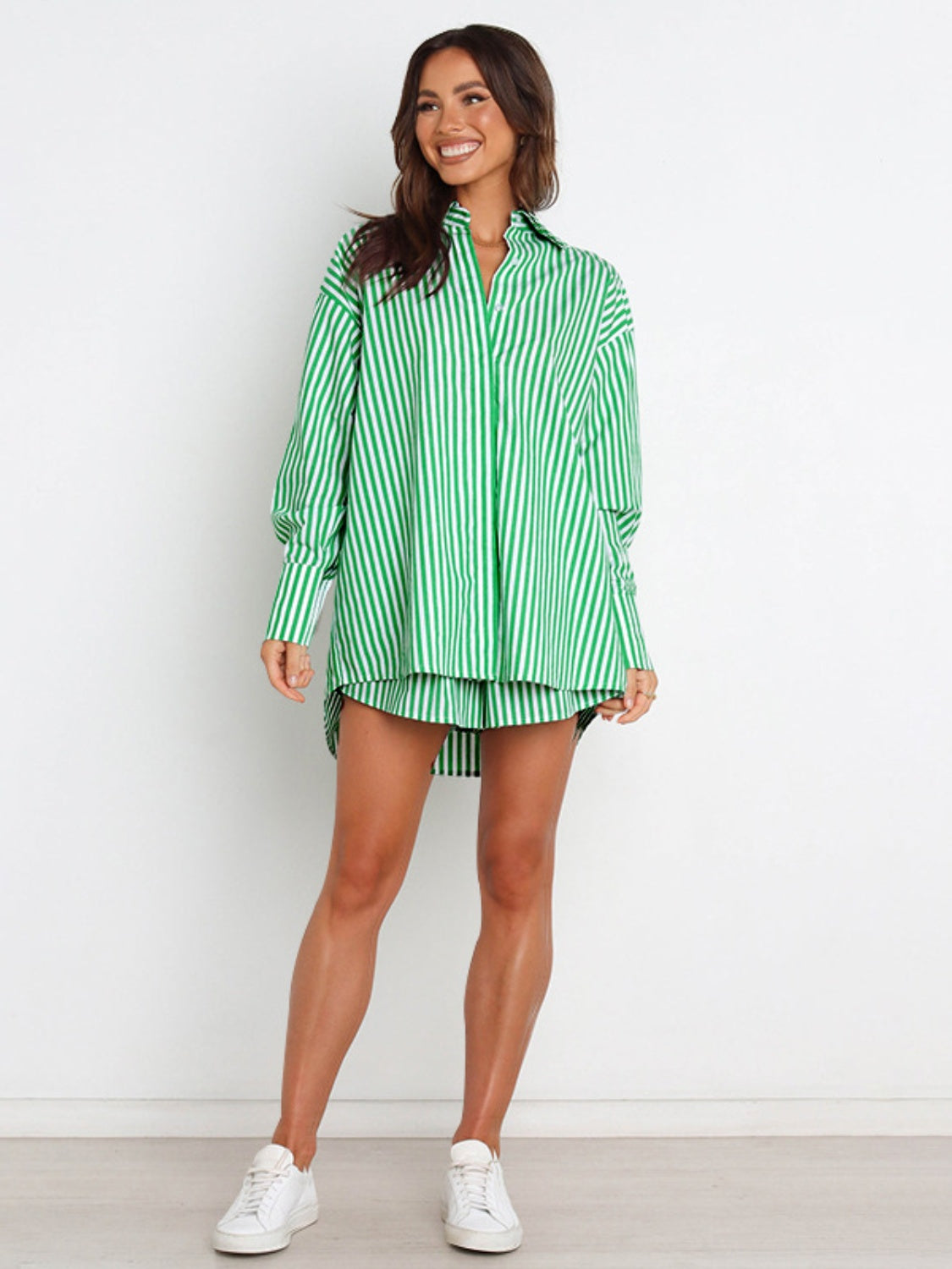 Sterling Striped Dropped Shoulder Shirt and Shorts Set