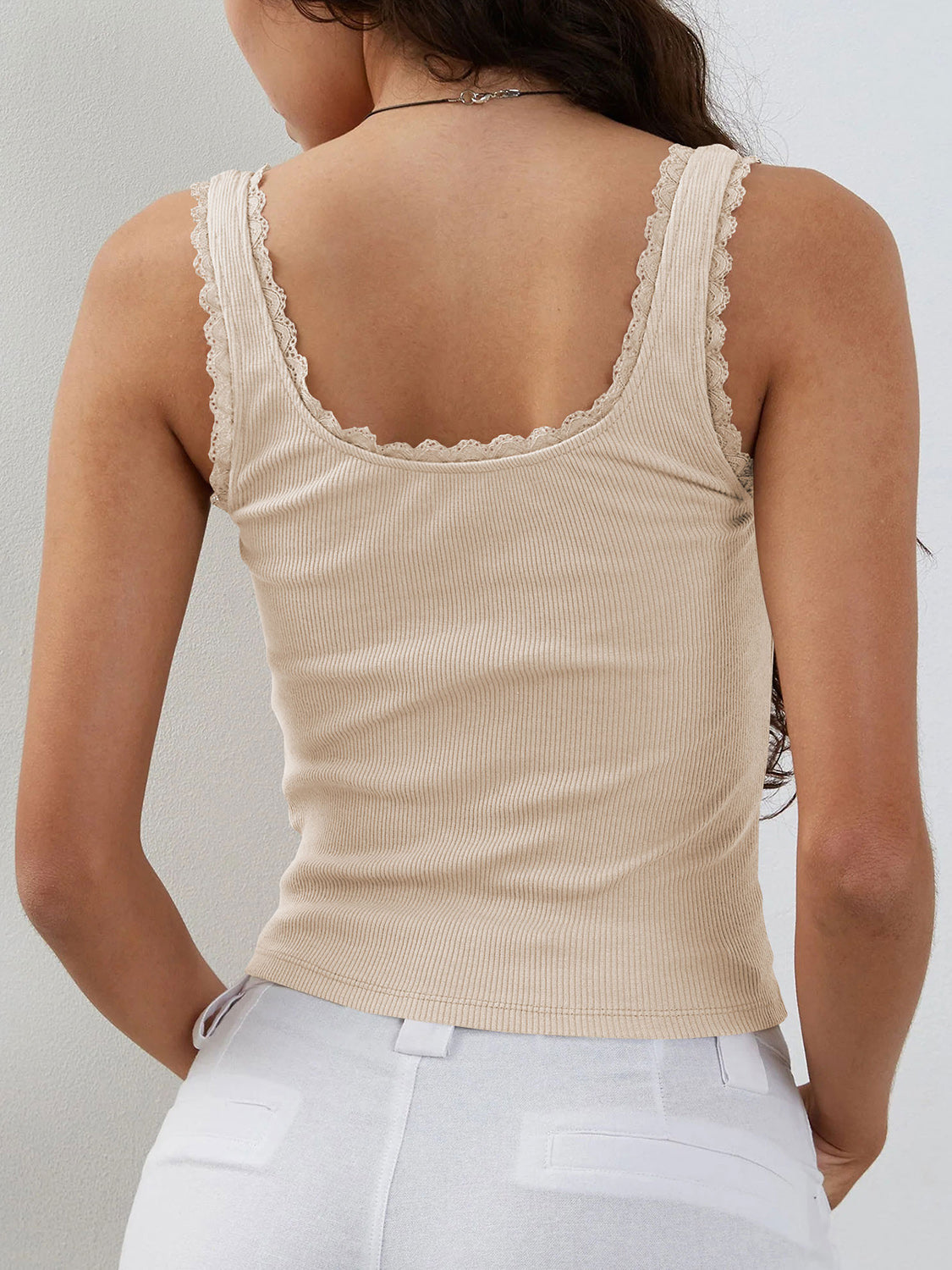 Bowie Lace Detail Square Neck Tank