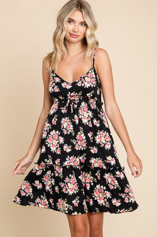 Cambria Culture Code Full Size Floral Frill Cami Dress