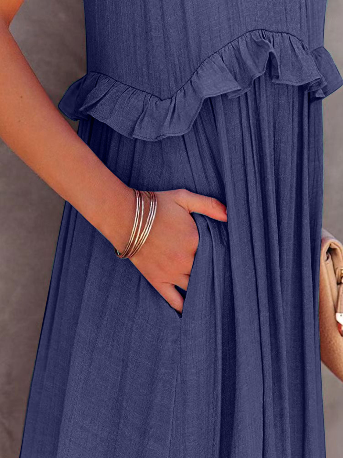 Abby Ruffled Sleeveless Tiered Maxi Dress with Pockets