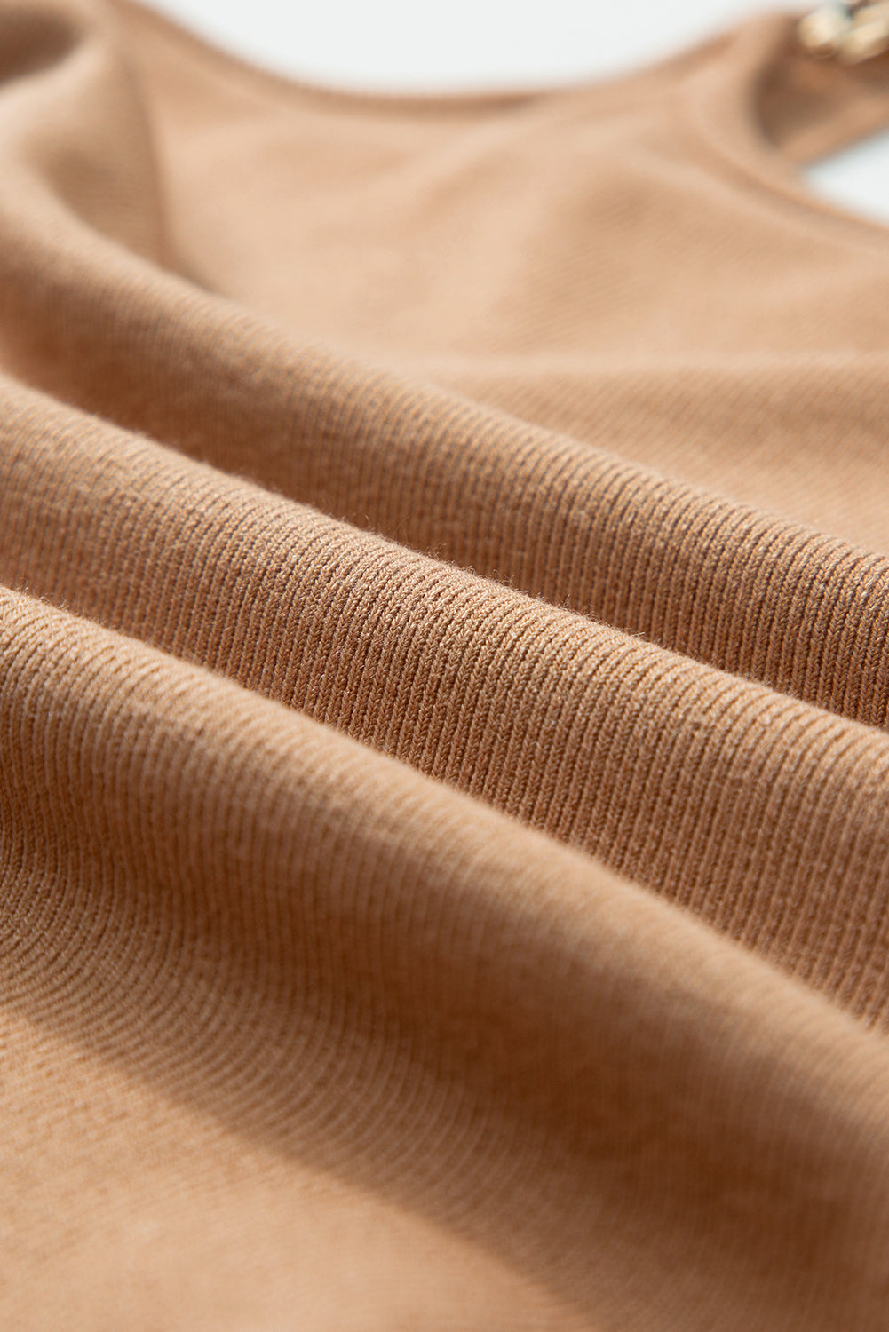 Goldie Brown Gold Chain Straps Rib Knit Tank Top