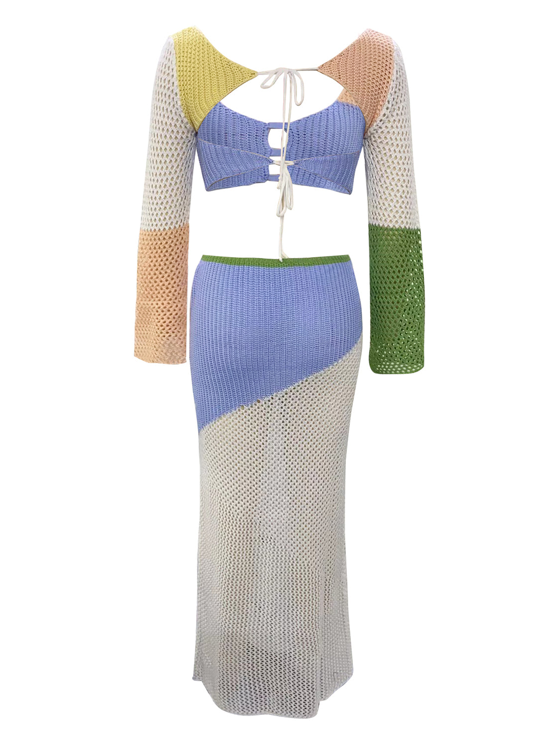 Coachella Tied Long Sleeve Top and Skirt Cover Up Set