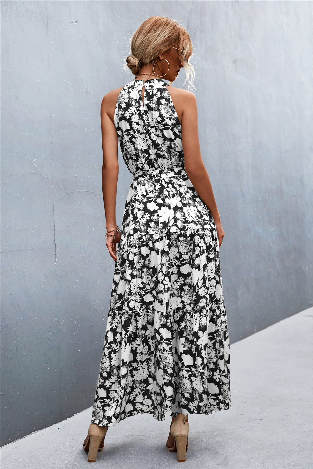 Sivan Sleeveless Tie Waist Maxi Dress