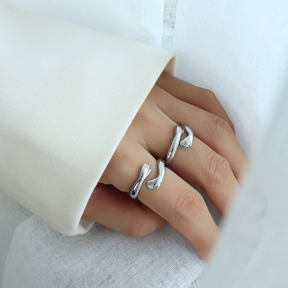 Serpentine Titanium Steel Hug Bypass Ring