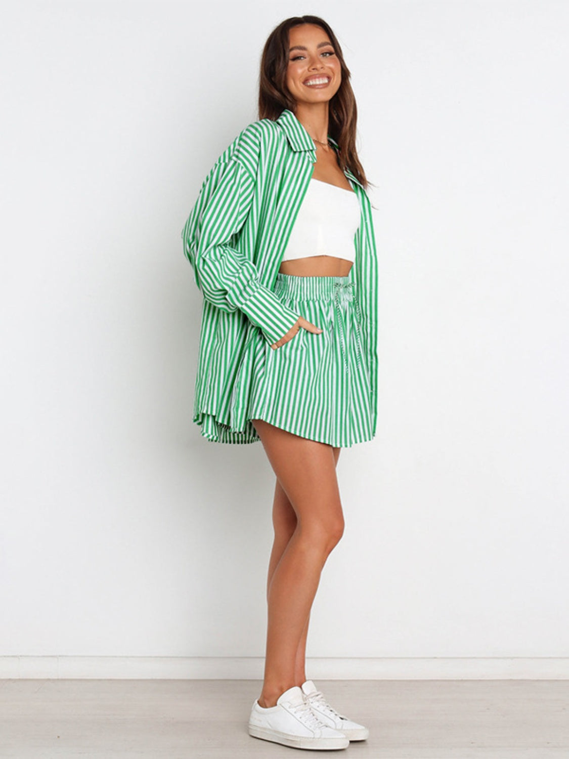 Sterling Striped Dropped Shoulder Shirt and Shorts Set