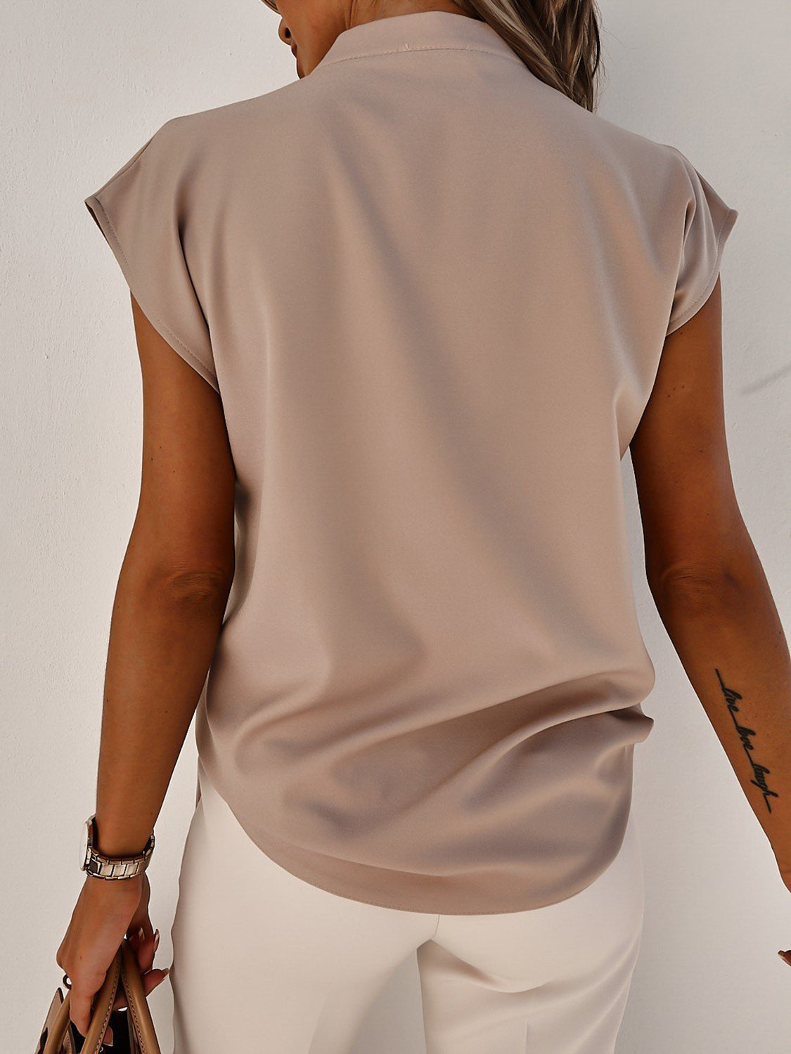 Vanessa V-Neck Cap Sleeve Blouse
