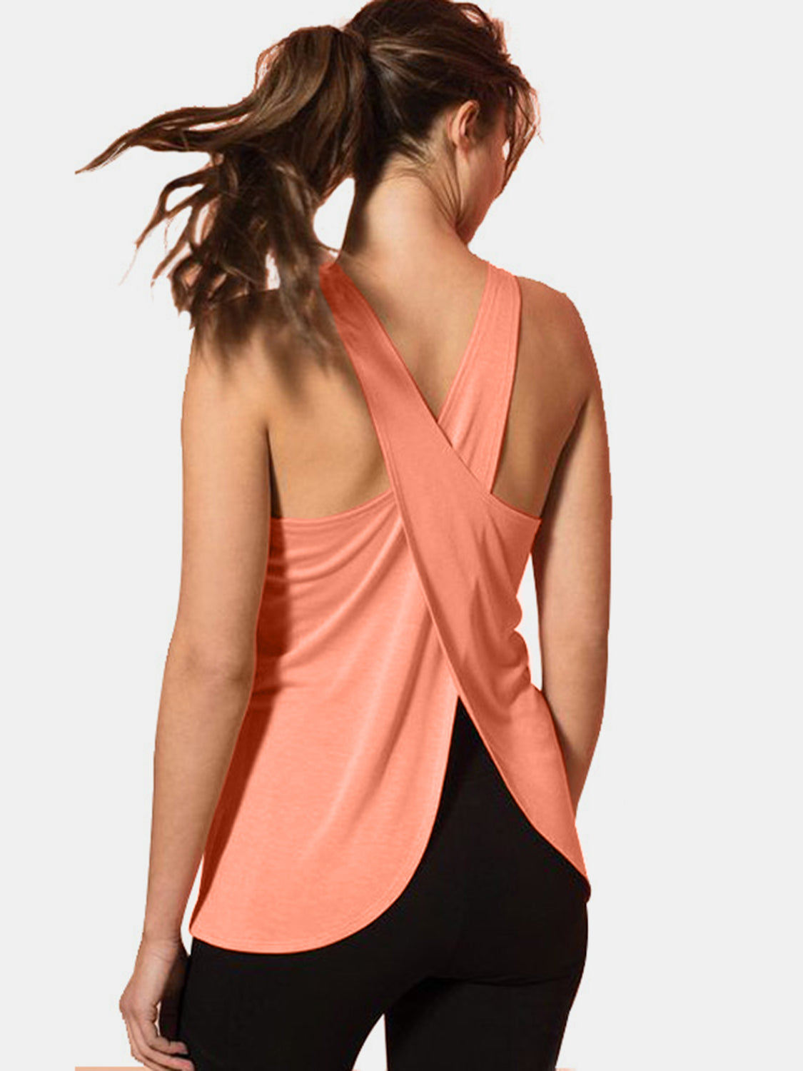 Janine Crisscross Scoop Neck Active Tank