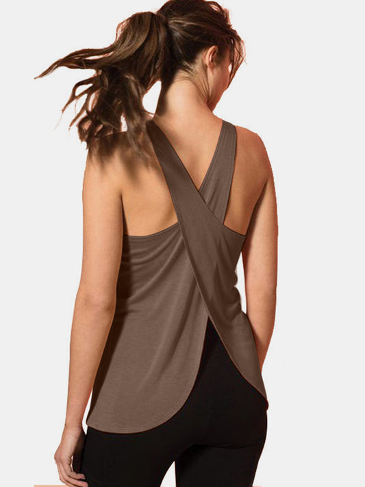 Janine Crisscross Scoop Neck Active Tank