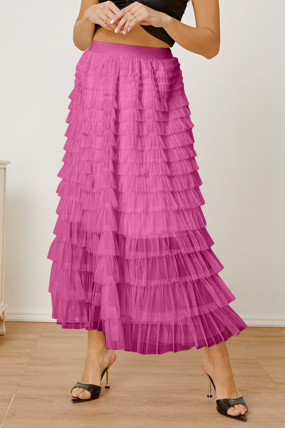 Gracie Ruched High Waist Tiered Skirt