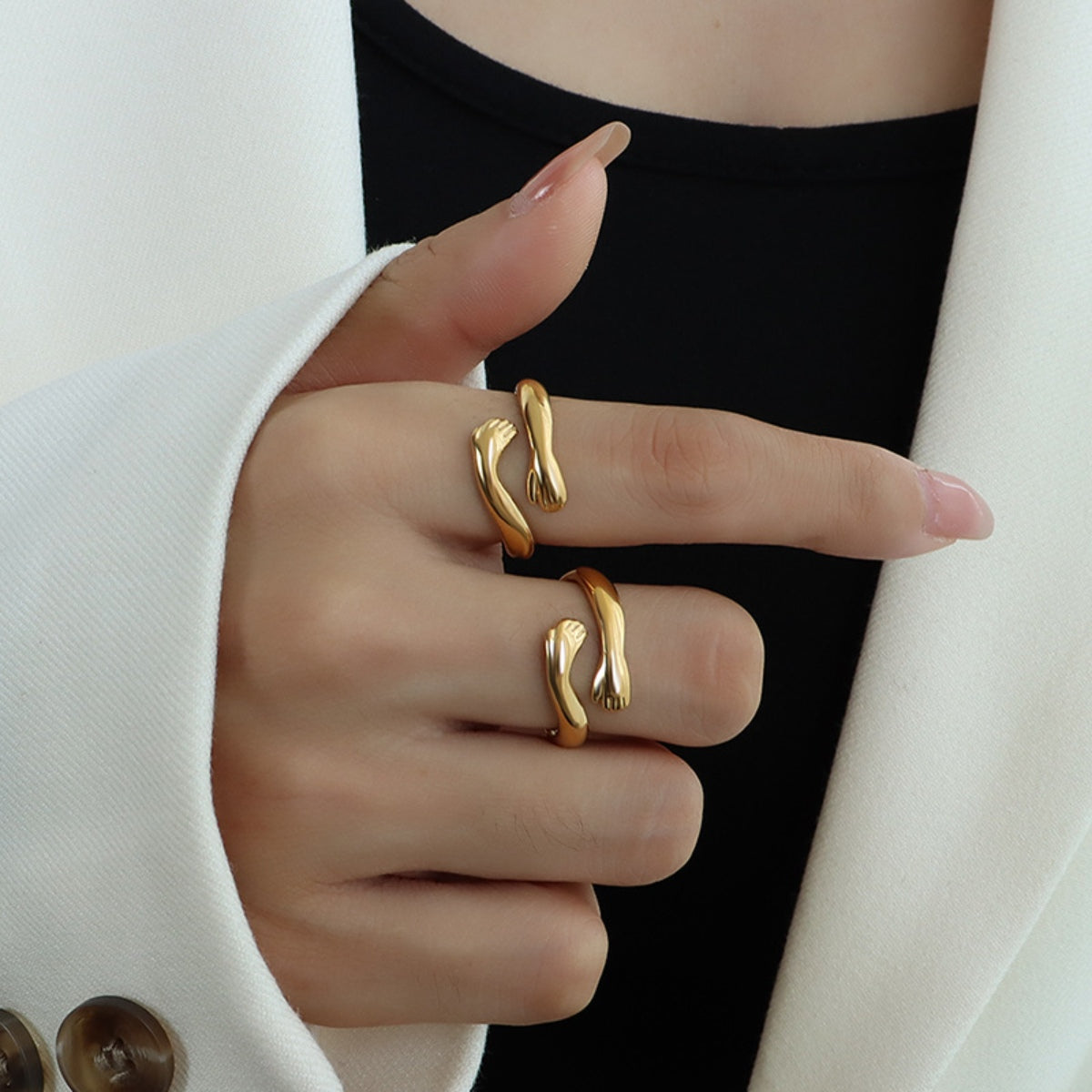 Serpentine Titanium Steel Hug Bypass Ring