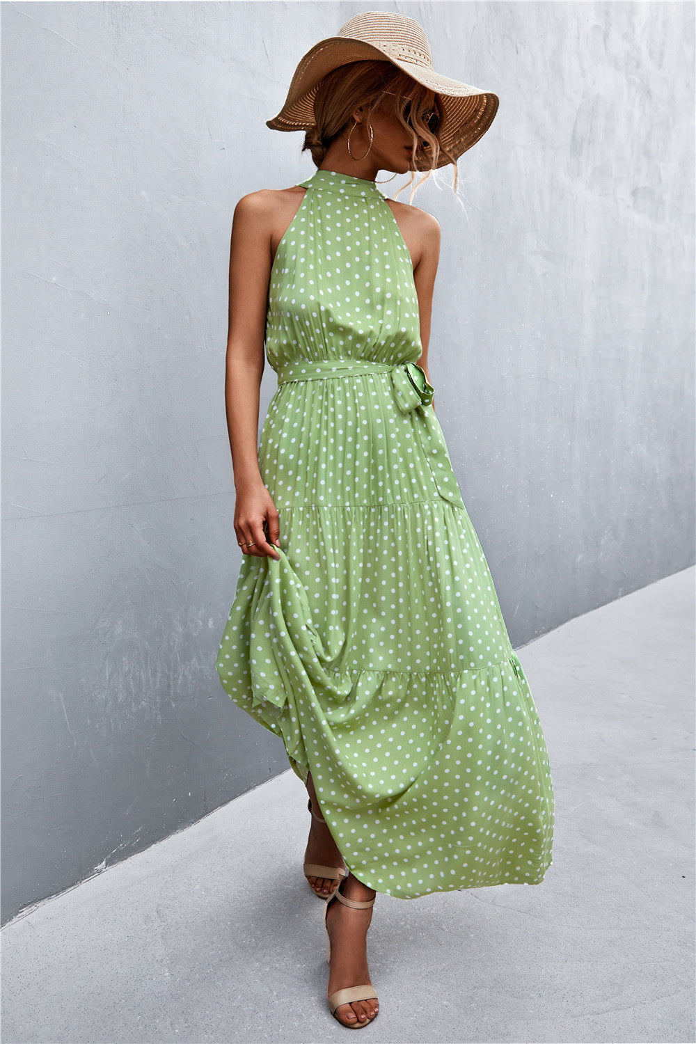 Sivan Sleeveless Tie Waist Maxi Dress