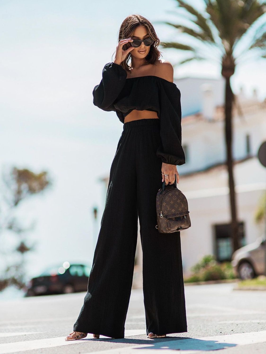 Charlie Off Shoulder Long Sleeve Top and Pants Set