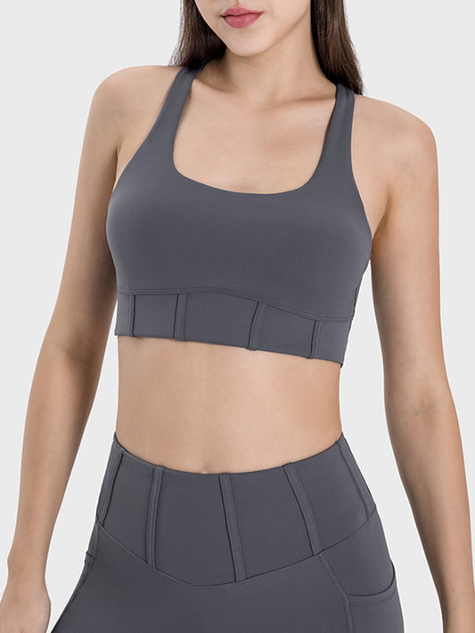 Genevieve Square Neck Wide Strap Active Tank