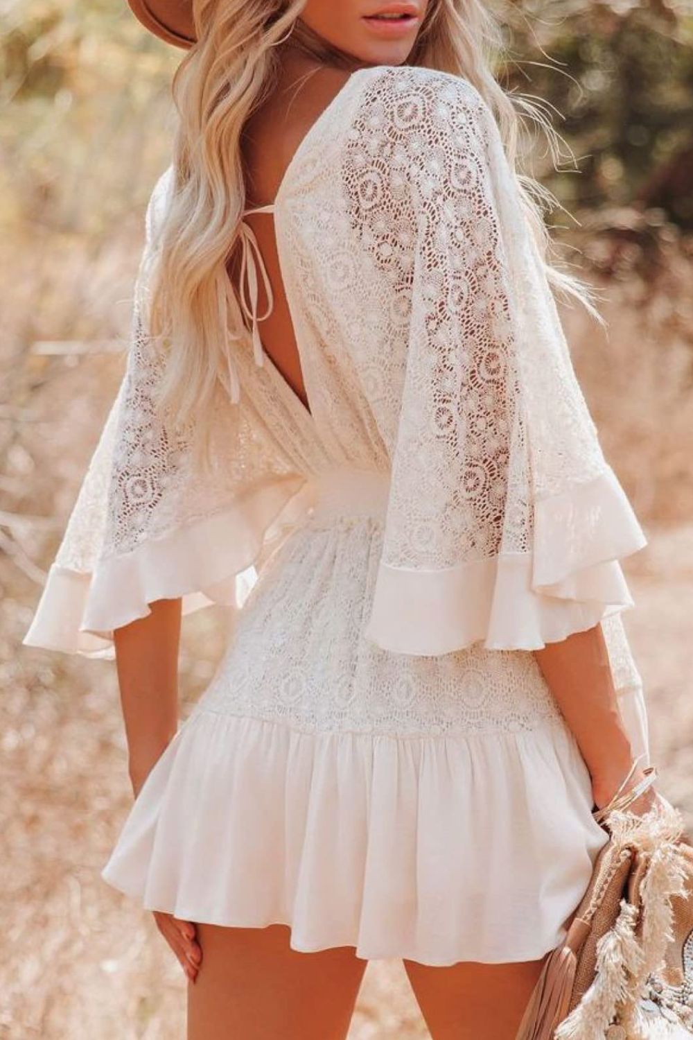 Luna Lace Cutout Surplice Half Sleeve Dress