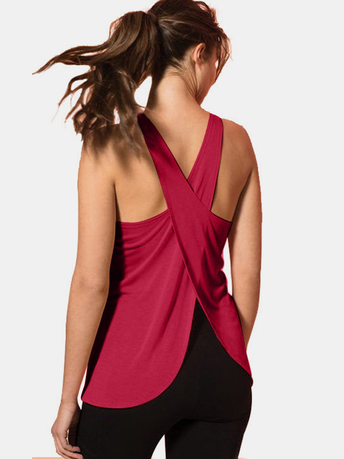 Janine Crisscross Scoop Neck Active Tank