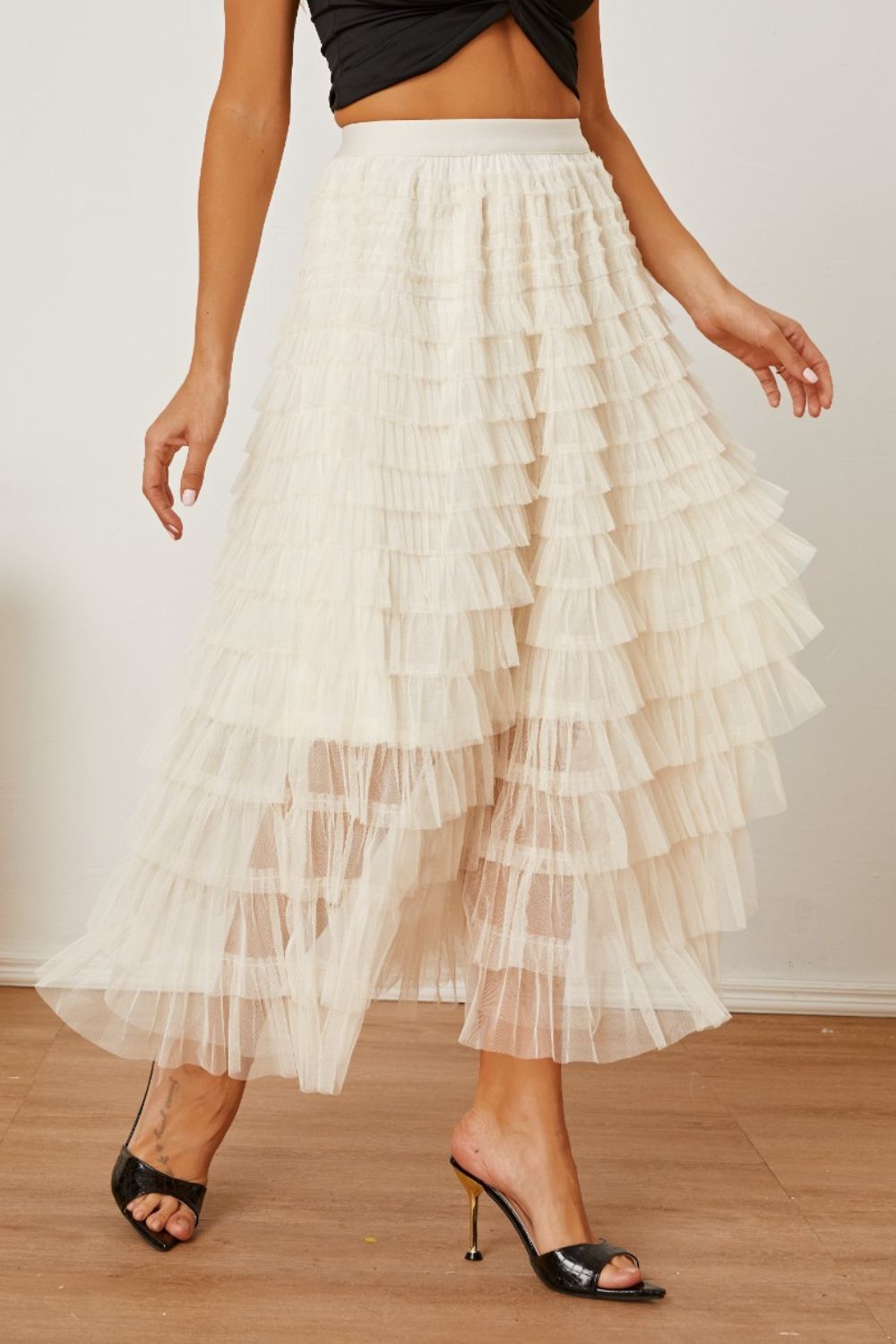 Gracie Ruched High Waist Tiered Skirt