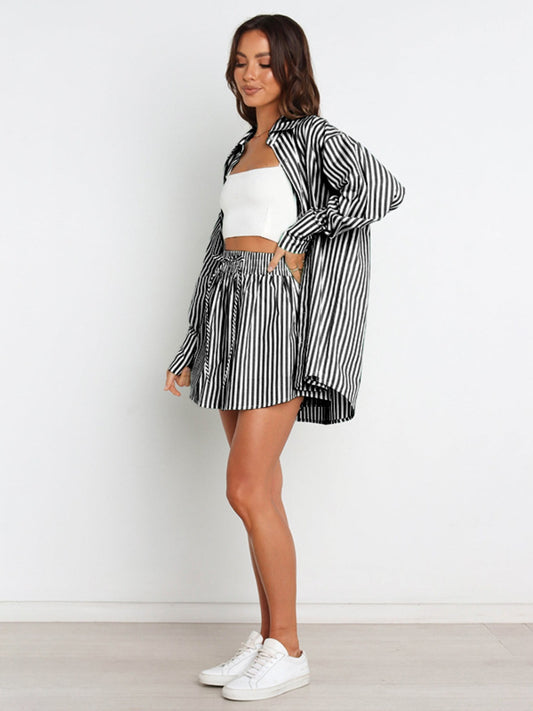 Sterling Striped Dropped Shoulder Shirt and Shorts Set